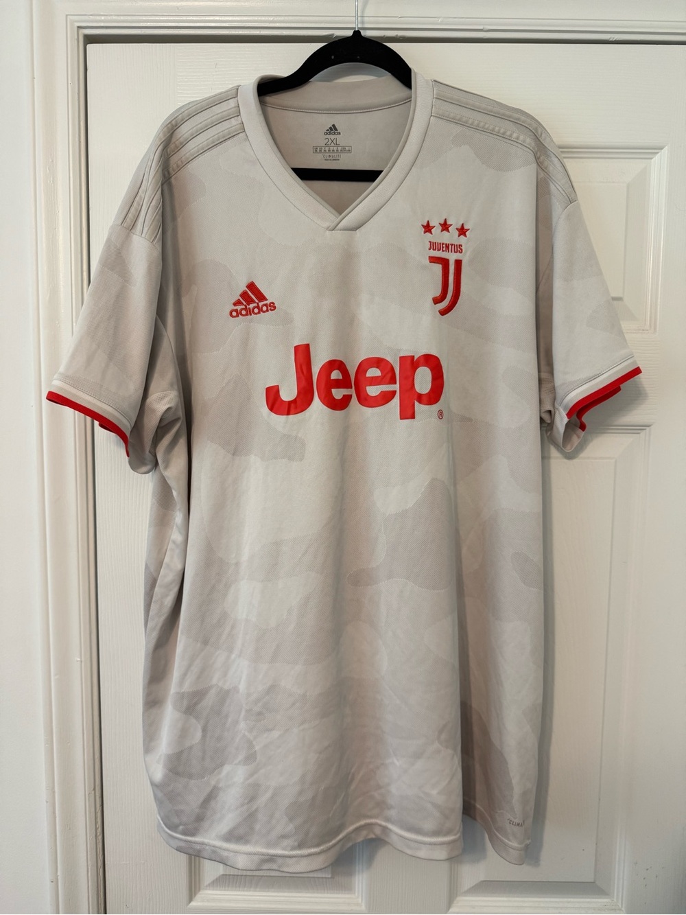 adidas Juventus Light Gray and Red Soccer Jersey